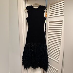 Aje Black Midi Dress with Fringe